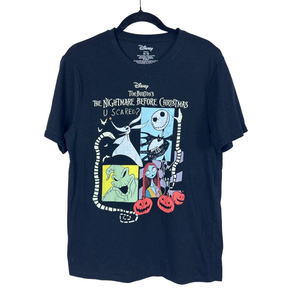 Disney Tim Burton's Nightmare Before Christmas U Scared T Shirt M Black Hallowee